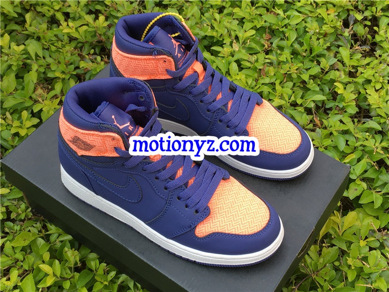 Authentic Air Jordan 1 High Retro GS Orange Blue